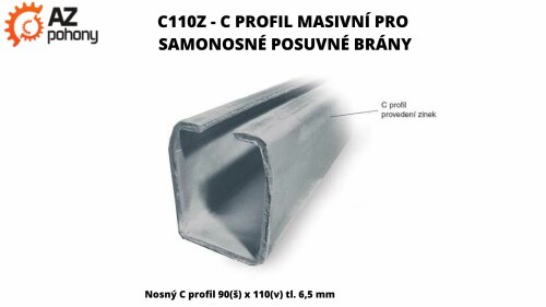 C110Z - C profil masivní pro samonosné posuvné brány